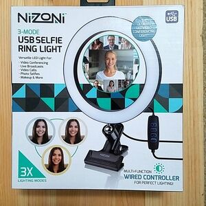 Nizoni 3 Mode Usb Selfie Ring Light. NEW in box .